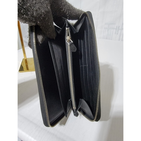 Prada Saffiano Leather Zip Around Wallet Black - Picture 13 of 13